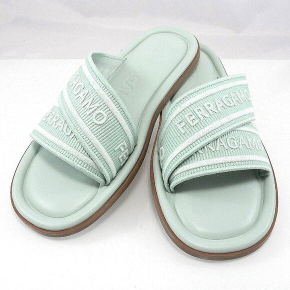 NIB$775 Ferragamo Laurene Logo Print Straps Flat Slides Sandals 6 C, 36.5 - Picture 7 of 16